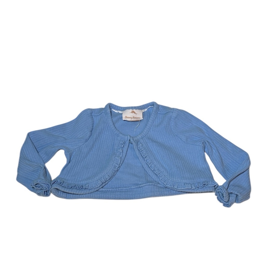Tommy Bahama Baby Girl Light Blue Kids Ribbed Cardigan 3-6m